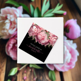 Roze Pioenrozen Zwarte Bachelorette Feest Bedankjes Labels