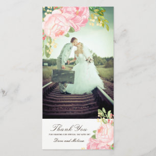  roze pioenrozenDank u fotokaart (4x8) Bedankkaart