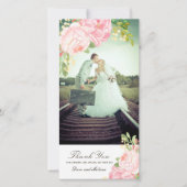  roze pioenrozenDank u fotokaart (4x8) Bedankkaart (Voorkant)