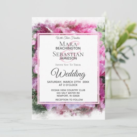 *~* Roze Pioenschilderij Artistieke bruiloft AR1 I Kaart (Staand voorkant)