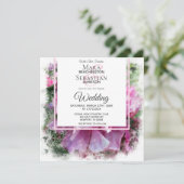 *~* Roze Pioenschildering Bloemen AR1 Huwelijk Kaart (Staand voorkant)