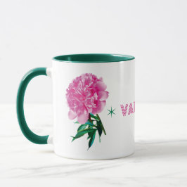Roze Pioenster Meisjesachtige Moderne Aangepaste N Mok