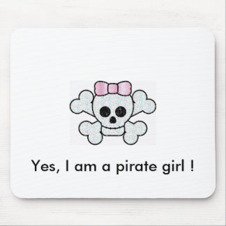 Roze piraat, ja, ik ben een piratenmeisje! muispad muismat