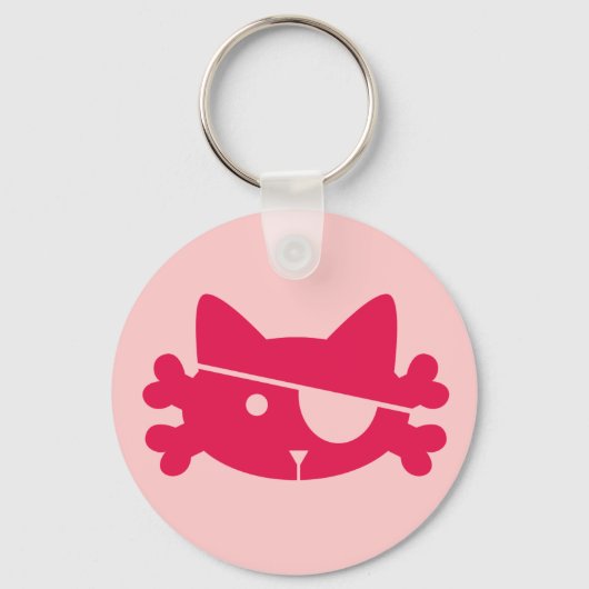Roze Piraat Kat - Sleutelhanger (Voorkant)
