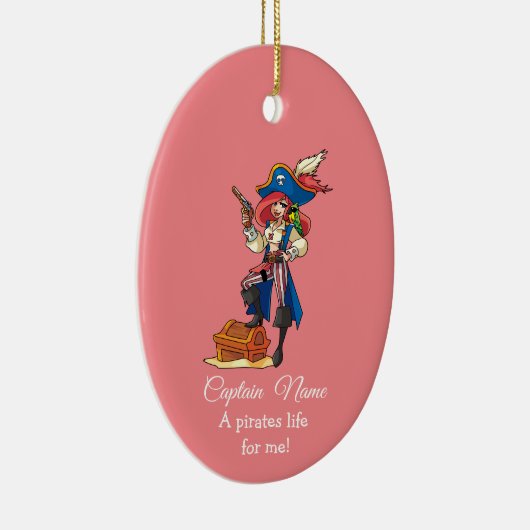 Roze piraat LADY keramisch Ornament (Rechts)