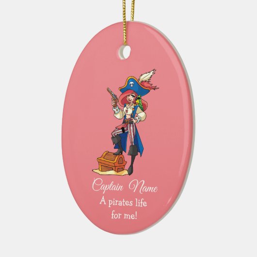 Roze piraat LADY keramisch Ornament (Links)