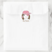 Roze Piraat Meisje Ronde Sticker (Tas)