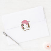Roze Piraat Meisje Ronde Sticker (Envelop)