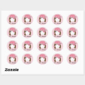 Roze Piraat Meisje Ronde Sticker (Vel)