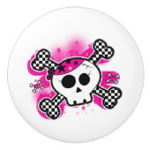 Roze piraatspieren Punk dresser Keramische Knop (Voorkant)