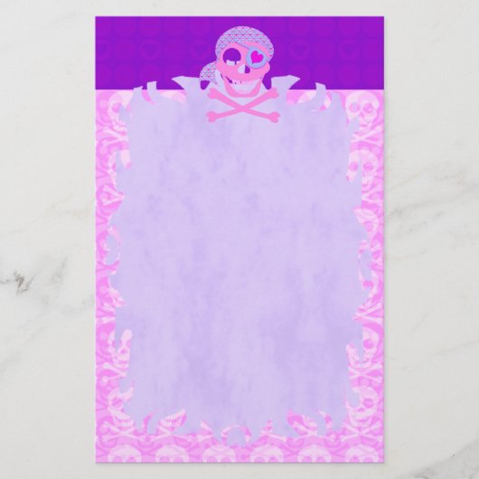 Roze, piraatvormig briefpapier (Voorkant)