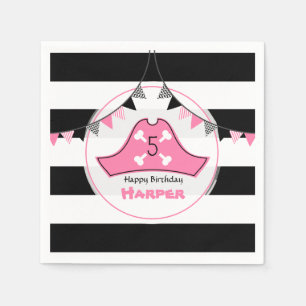 Roze Pirate Birthday Napkins Servetten