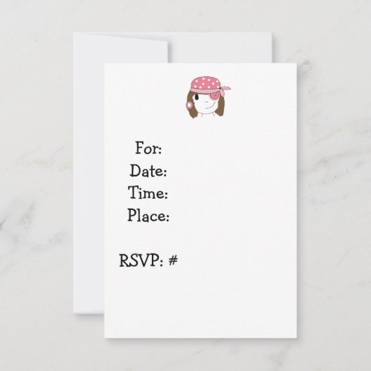 Roze Pirate Birthday Uitnodiging (Achterkant)