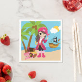 Roze Pirate Meisje Verjaardagsfeestje Servetten (Insitu)