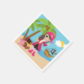 Roze Pirate Meisje Verjaardagsfeestje Servetten (Hoek)