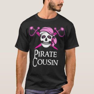Roze Pirate Neef Skull En Crossbones Vlag T-shirt