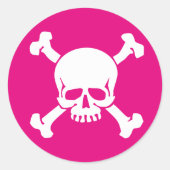 Roze Pirate Ronde Sticker (Voorkant)