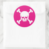 Roze Pirate Ronde Sticker (Tas)