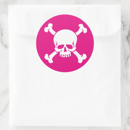 Roze Pirate Ronde Sticker (Tas)