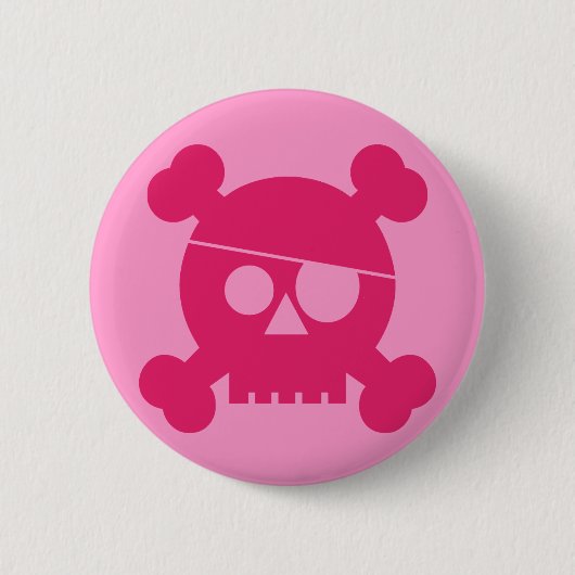 Roze Pirate Skull - Button (Voorkant)