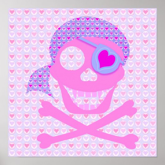 Roze Pirate Skull Poster (Voorkant)
