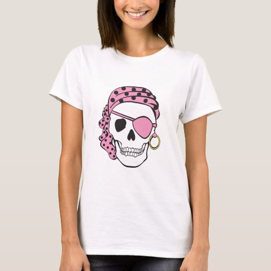 Roze Pirate Skull T-shirt (Voorkant)