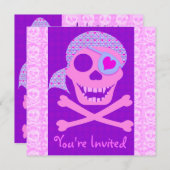 Roze Pirate Skull-uitvindingen Kaart (Voorkant / Achterkant)