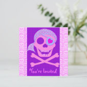 Roze Pirate Skull-uitvindingen Kaart (Staand voorkant)