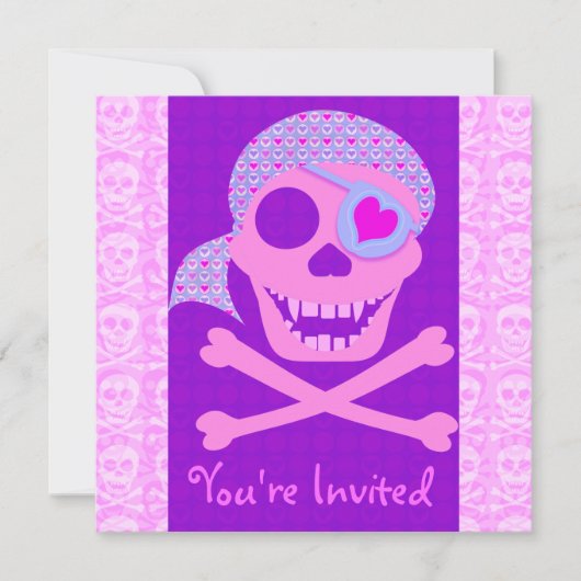 Roze Pirate Skull-uitvindingen Kaart (Voorkant)