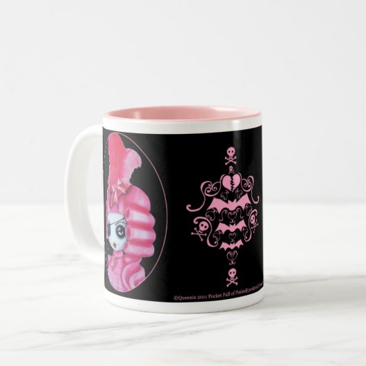 Roze Pirate Tweekleurige Koffiemok (Voorkant links)