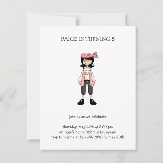 Roze piraten Pirate Girl #10 Kaart (Voorkant)