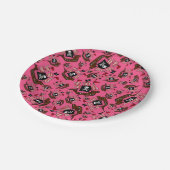 Roze piratenpatroon papieren bordje (Gekanteld)