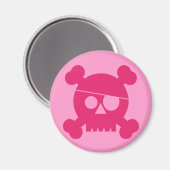 Roze Piratenschedel - Magneet (Voorkant / Achterkant)