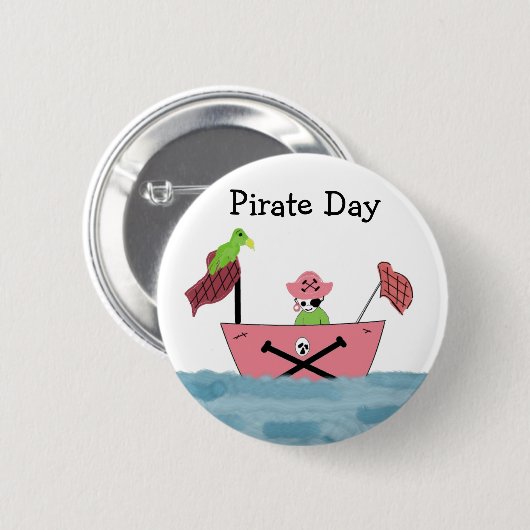 Roze piratenschip ronde button 5,7 cm (Voorkant /achterkant)