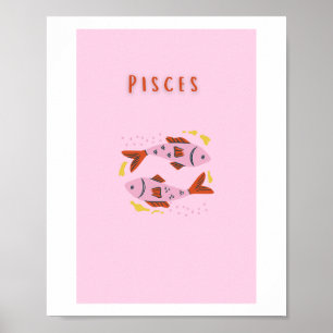 Roze Pisces, sterrenbeeld, sterrenbeeld afdruk Poster