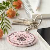  roze pit afdrukken sleutelhanger (Zijkant)