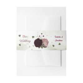 roze pit burgundy bloemen groen voor bruiloft uitnodigingen wikkel