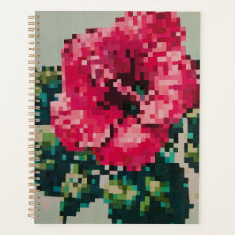 Roze pixel bloem illustratie planner