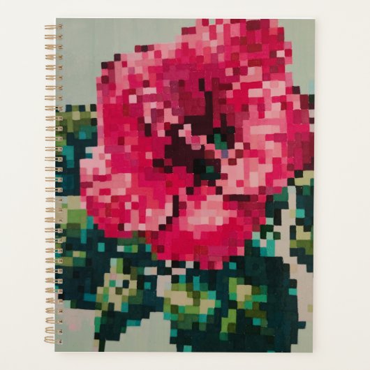 Roze pixel bloem illustratie planner (Voorkant)