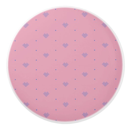 Roze Pixel Hearts Lade en dressoir Keramische Knop (Voorkant)