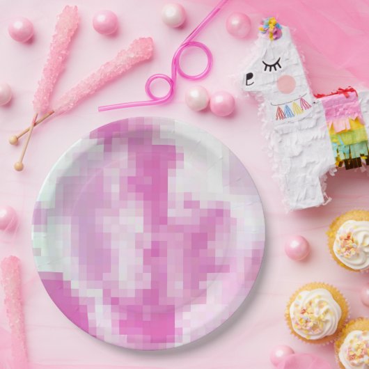 Roze Pixelated Party Bord (Feest)
