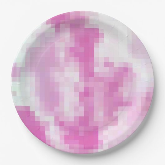 Roze Pixelated Party Bord (Voorkant)