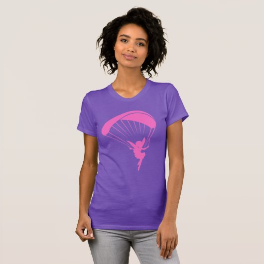 Roze Pixie T-shirt met Paragliding (Voorkant volledig)