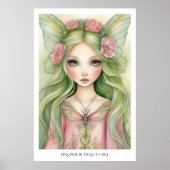 Roze Pixie Vlinder Fee Poster (Voorkant)