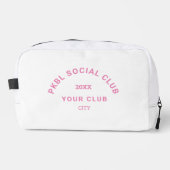 Roze PKBL Social Club Crest Monogram Pickleball Toilettasje (Voorkant)