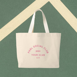 Roze PKBL Social Club Crest Pickleball Grote Tote Bag