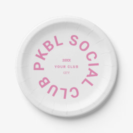Roze PKBL Social Club Crest Pickleball Papieren Bordje