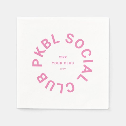 Roze PKBL Social Club Crest Pickleball Servet (Voorkant)