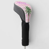 Roze plaat met palm en aangepast monogram golfheadcover (Schuin)