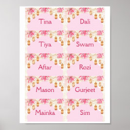 Roze plaatskaarten sjabloon poster